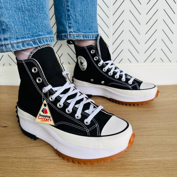 ❤️Converse Run Star Hike Hi Sz 8 Womens Shoes Black Platform Sneakers 1666800C❤️ - Picture 1 of 11
